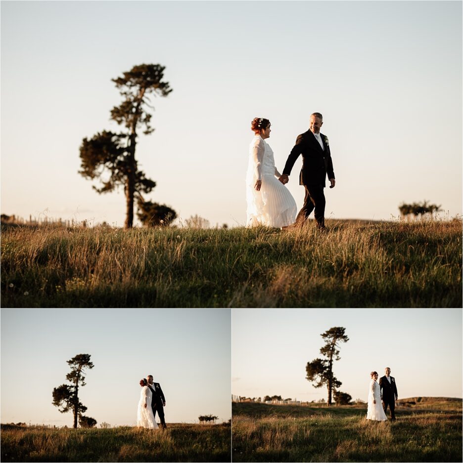 Bride and groom at papamoa country side