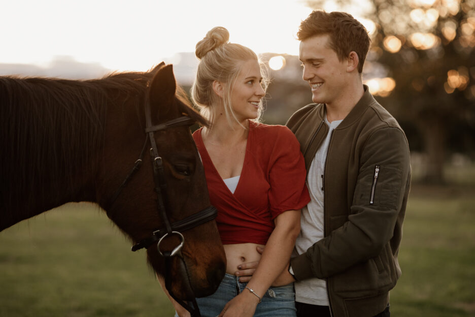 engagement photo with horse