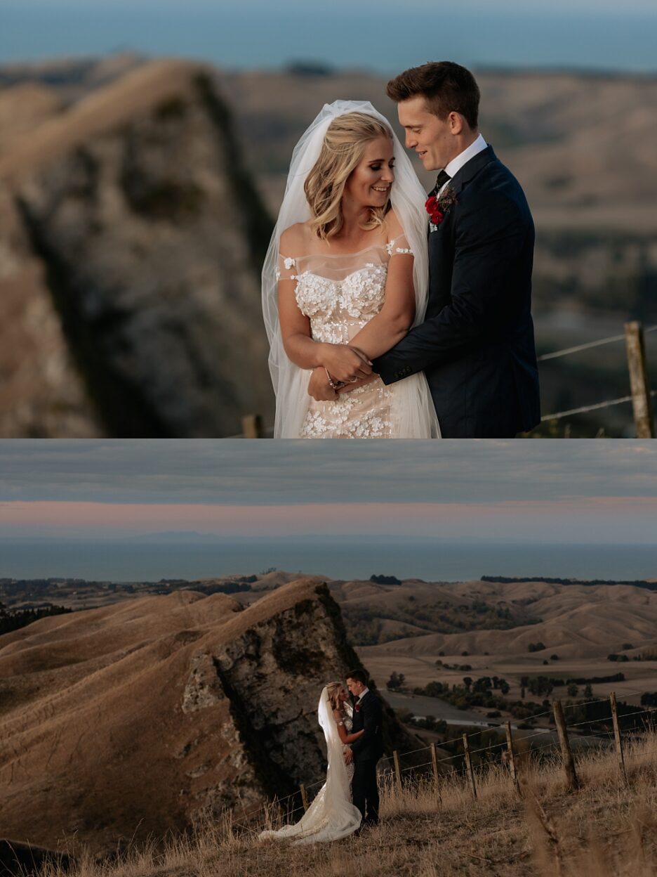 Cliff top elopement couple in New Zealand