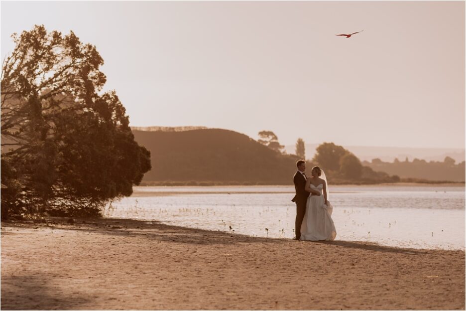 Wedding photos on mudflats in Welcome Bay Tauranga