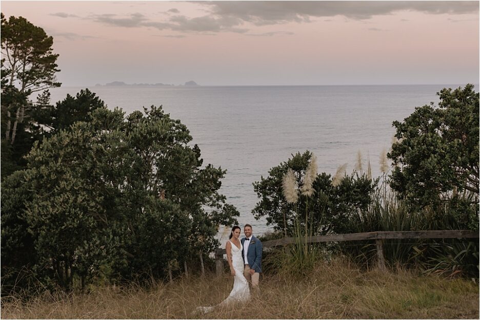 Evening image above ocean view at Hot water beach wedding