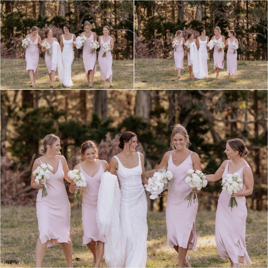 fun natural photos of pink bridal party