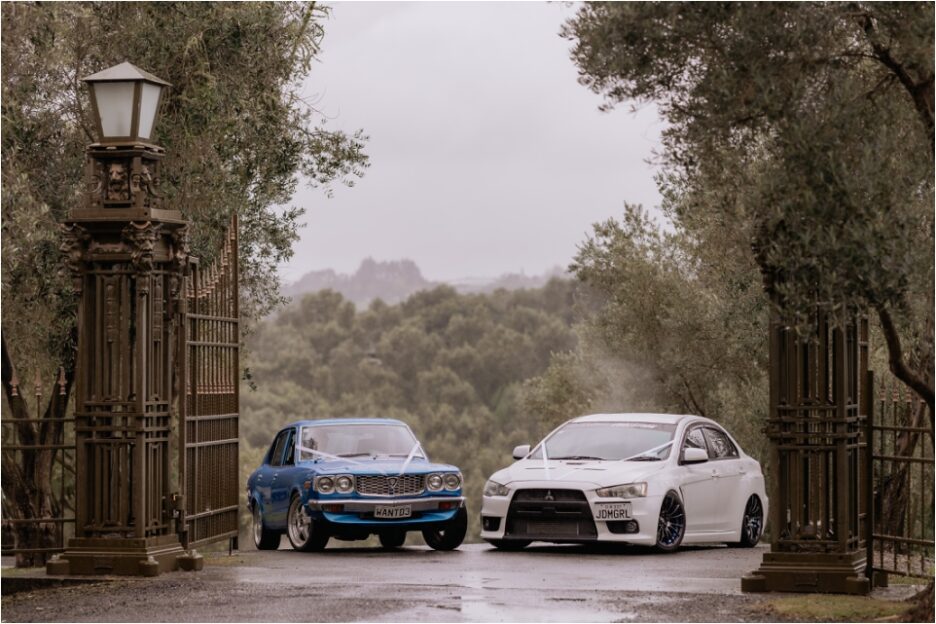 Wedding cars at Bracu estate gates