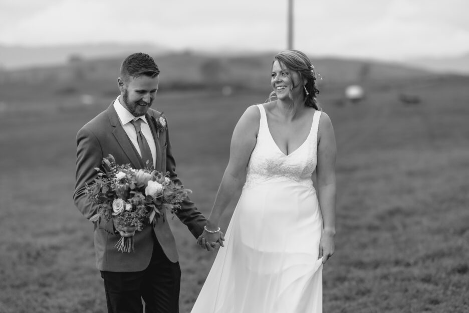 laughing happy natural photo of bride and groom