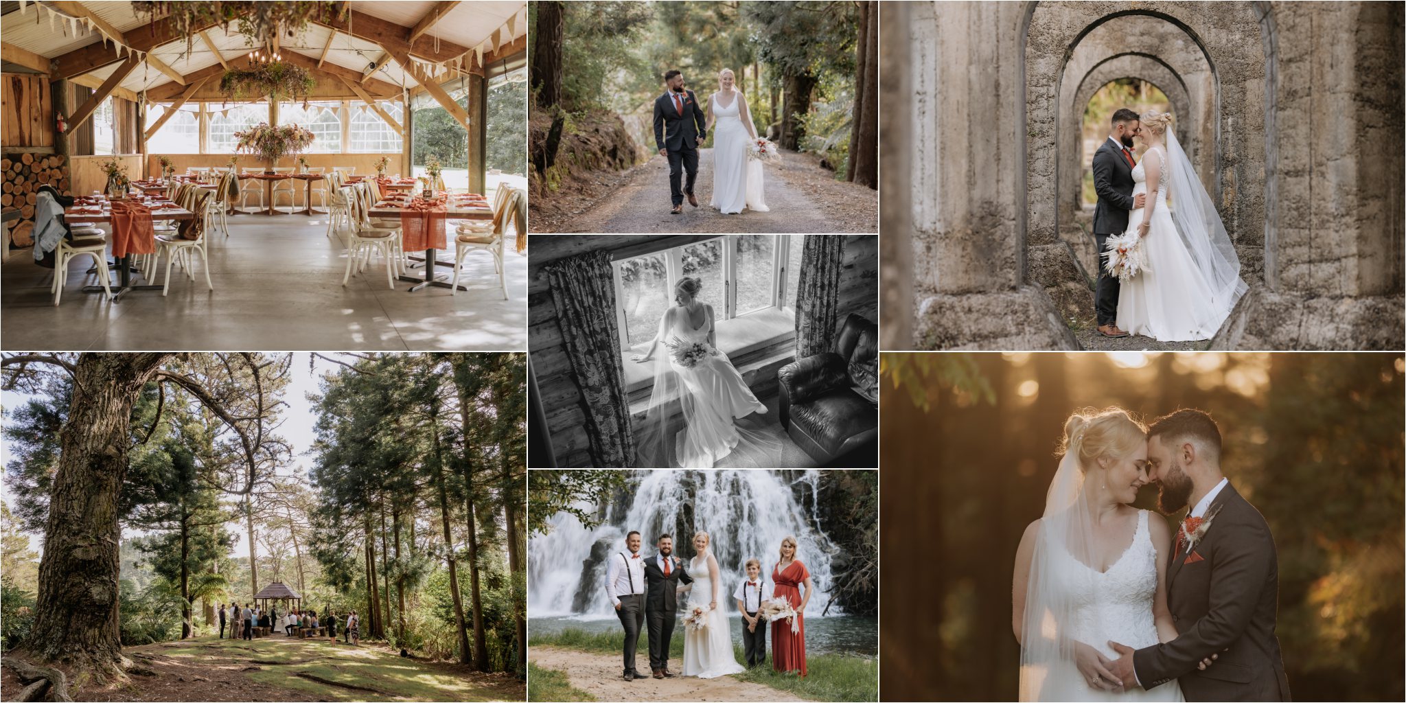 images at waterfall driveway and wedding ceremony Falls retreat