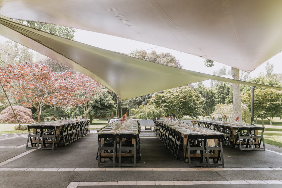 Tree church luncheon reception set up