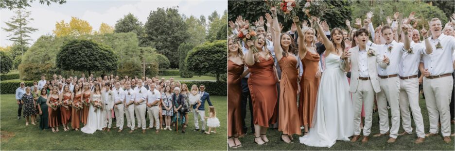 Group photo of happy guests at ohaupo wedding venue