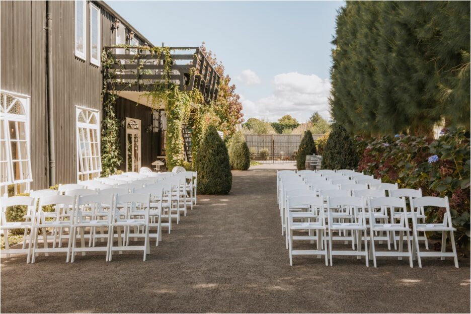 Out door Wedding ceremony location Ebony Vines beside kiwifruit vines Maketu