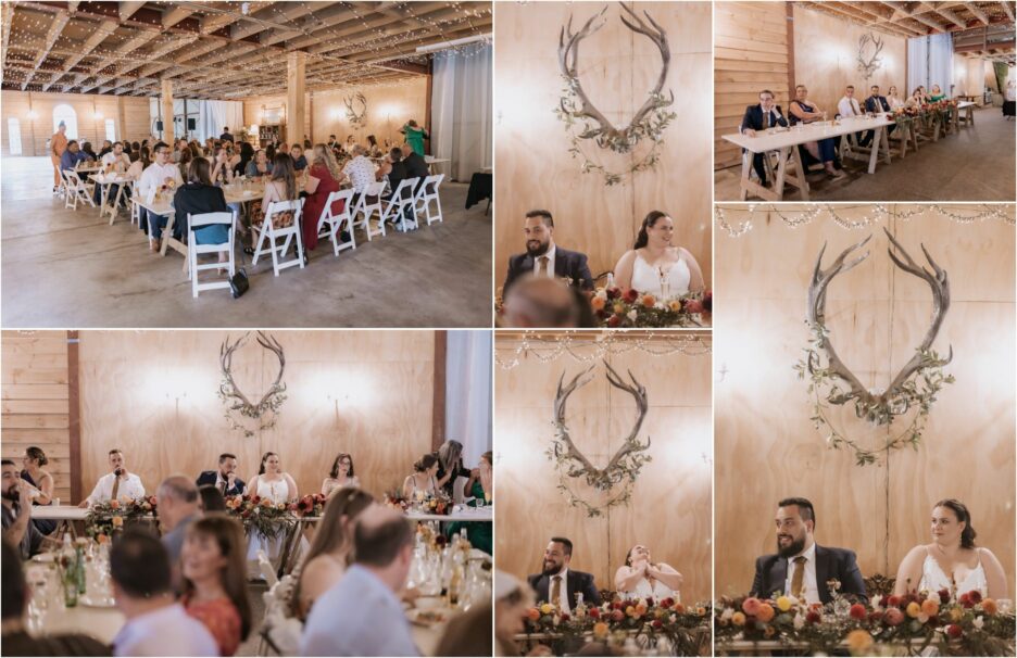 guests seated with bride and groom wedding reception ebony vines wedding ceremony