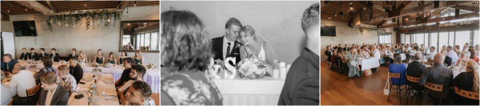 Wedding reception photos inside Flat White Cafe waihi party at top table and guests