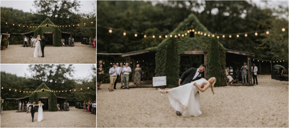 first dance display outside old forest school courtyard in front of guests at old forest school